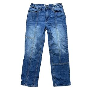 Cleo + Wolf High Rise Straight Blue Jeans W 28/ L 27 Denim Patchwork
